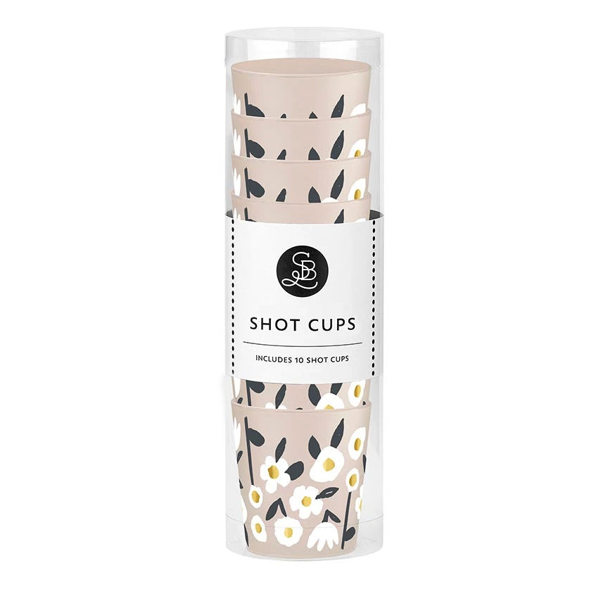 Plastic Frost Shot Glass, 2oz, Floral, 10 Pack