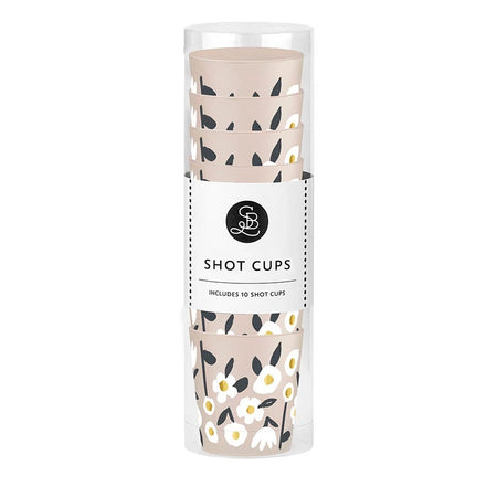 Plastic Frost Shot Glass, 2oz, Floral, 10 Pack