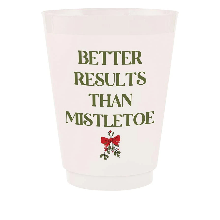 Plastic Frost Cup, 16oz, Mistletoe, 8 Pack