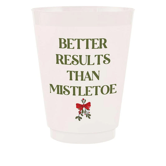 Plastic Frost Cup, 16oz, Mistletoe, 8 Pack