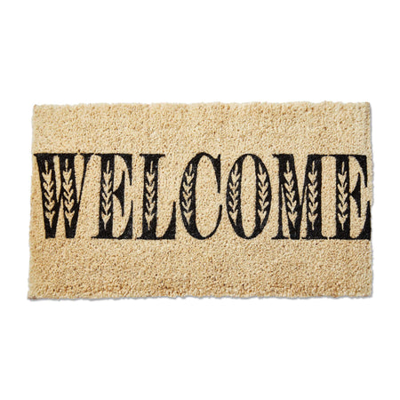 Coir Door Mat, Welcome, Black