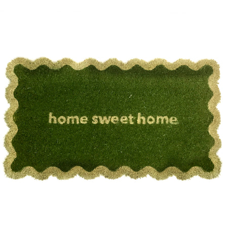 Coir Door Mat, Home Sweet Home, Green