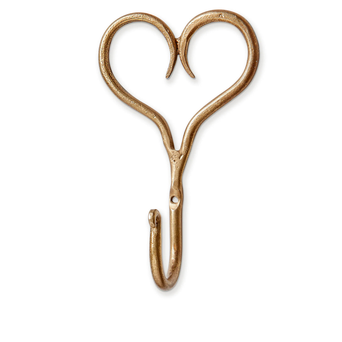 Metal Heart Wall Hook, Antique Brass