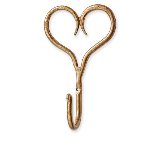 Metal Heart Wall Hook, Antique Brass