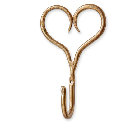 Metal Heart Wall Hook, Antique Brass