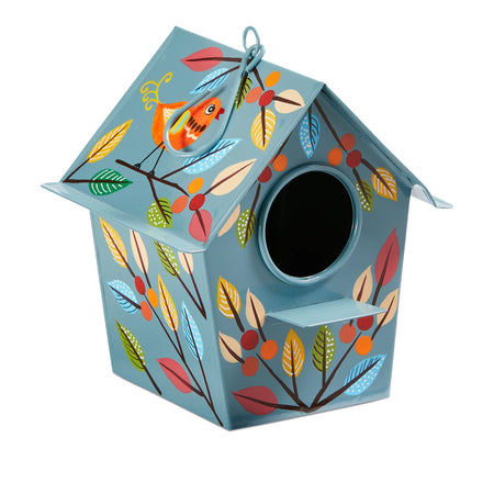 Bird House, Hand Painted Leaves
