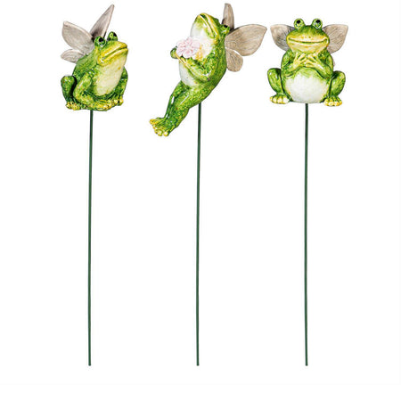 Plant Pick, Ceramic/Metal, Winged Frog