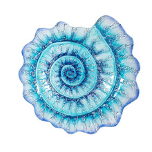 Load image into Gallery viewer, Glass Bird Bath, Blue Shell 18in
