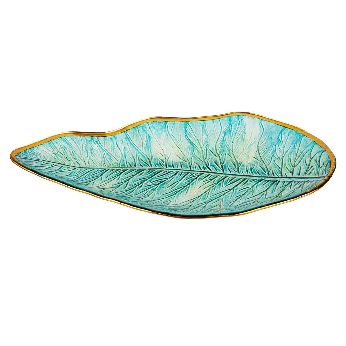 Glass Bird Bath, Fern Leaf Shaped, 18in