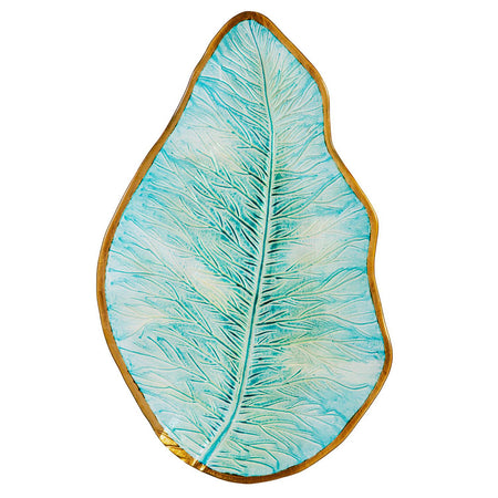 Glass Bird Bath, Fern Leaf Shaped, 18in