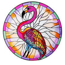 Load image into Gallery viewer, Stained Glass Bird Bath, Flamingo, 18in
