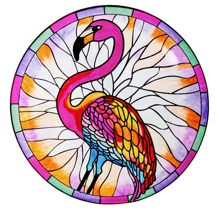 Stained Glass Bird Bath, Flamingo, 18in