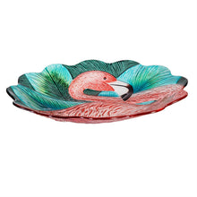 Load image into Gallery viewer, Glass Bird Bath, Flamingo, 18in, Scalloped Edge
