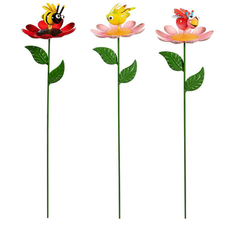 Garden Stake, Pollinators, 3 Assorted, 30"H
