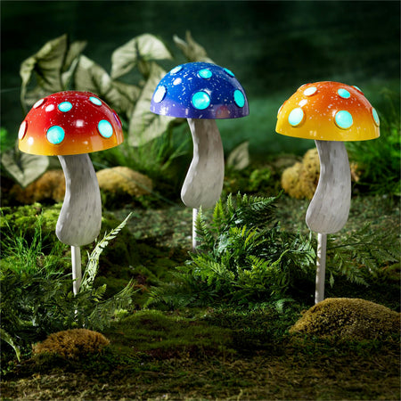 Stake, Glow In The Dark Mushrooms, 3 Assorted