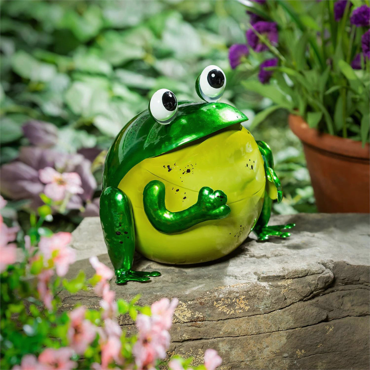 Statue, Metal, Portly Frog, 7in