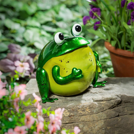 Statue, Metal, Portly Frog, 7in