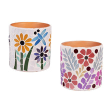 Load image into Gallery viewer, Pot, Ceramic, 4in, Floral Mosaic, 2 Assorted
