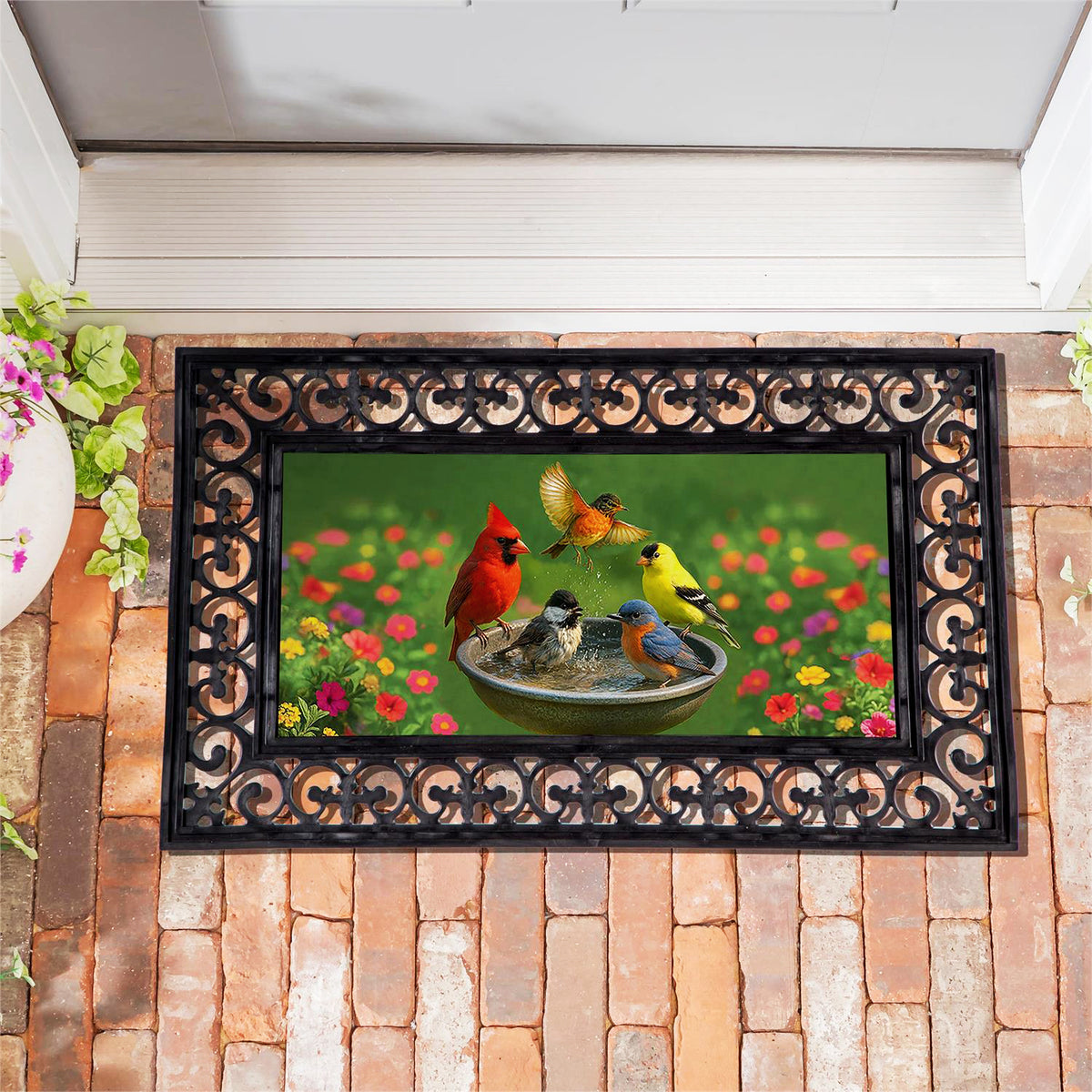 Birdbath Sassafras Switch Door Mat