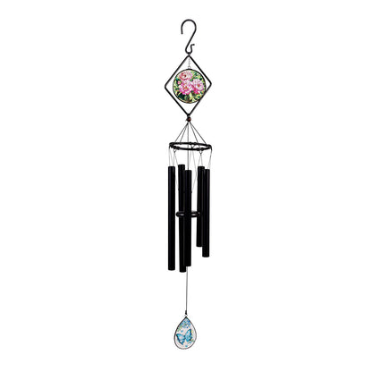 Wind Chime, 36in, Stained Glass Pink Flower