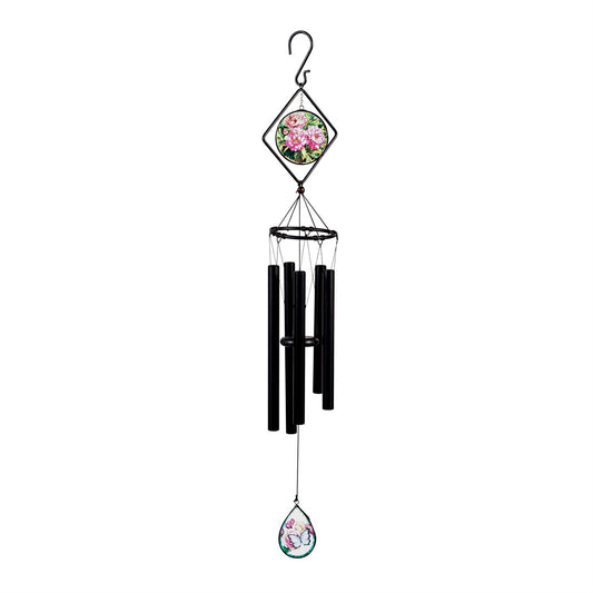 Wind Chime, 36in, Stained Glass Pink Flower