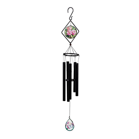Wind Chime, 36in, Stained Glass Pink Flower