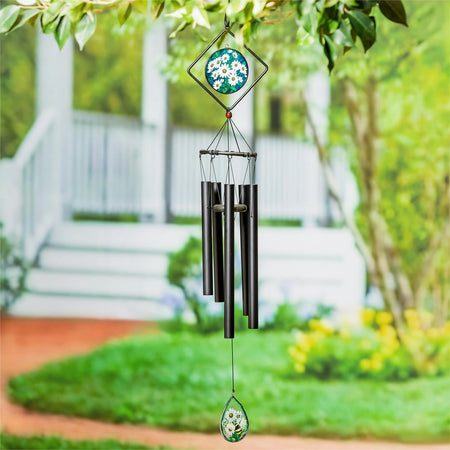 Wind Chime, 36in, Stained Glass Dasies