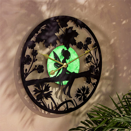 Outdoor Metal Clock, Glow In The Dark Fairy