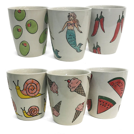 Stoneware Cup, 10oz, Summer Prints, 9 Assorted