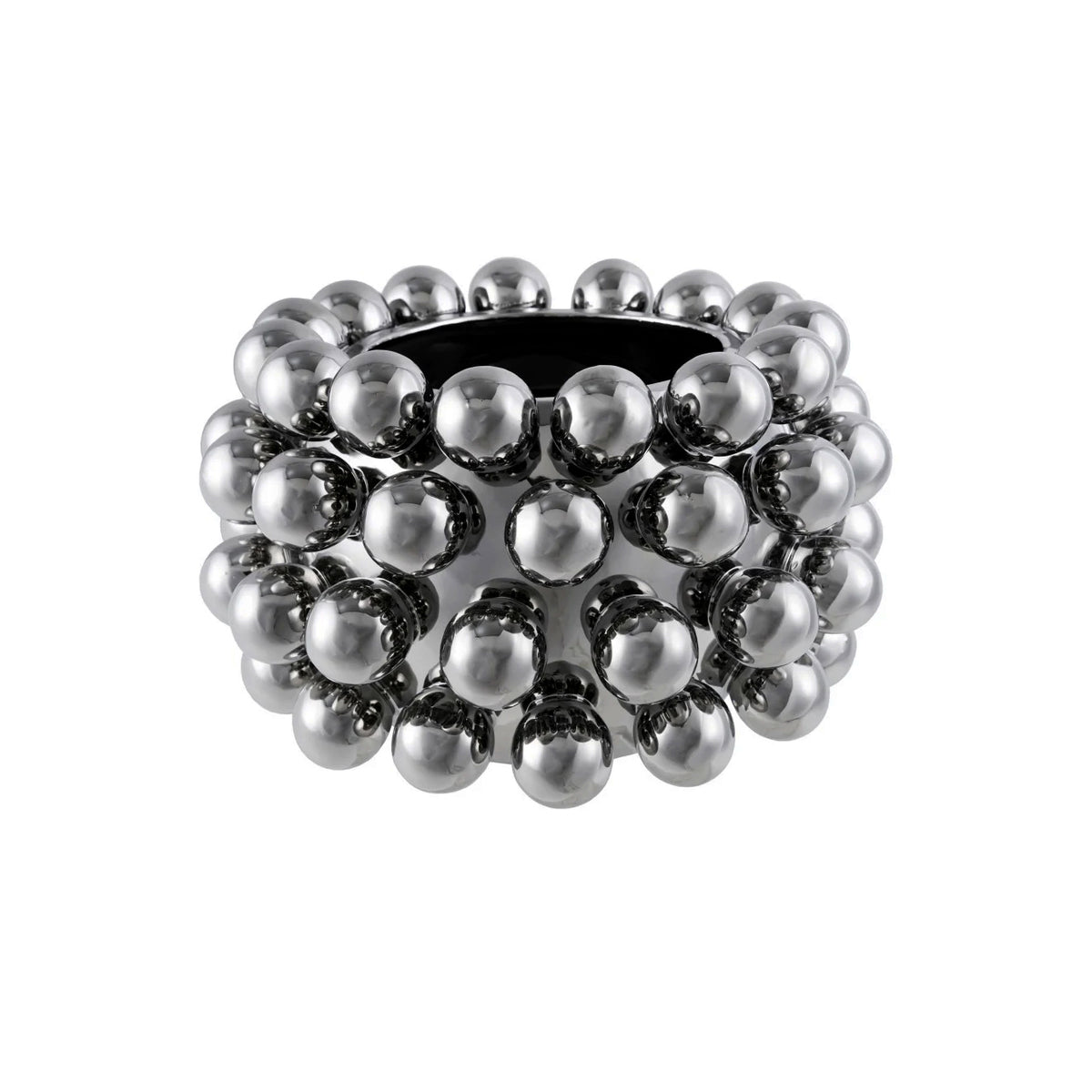 Pot, 6in, Stoneware, Balls, Chrome Finsih