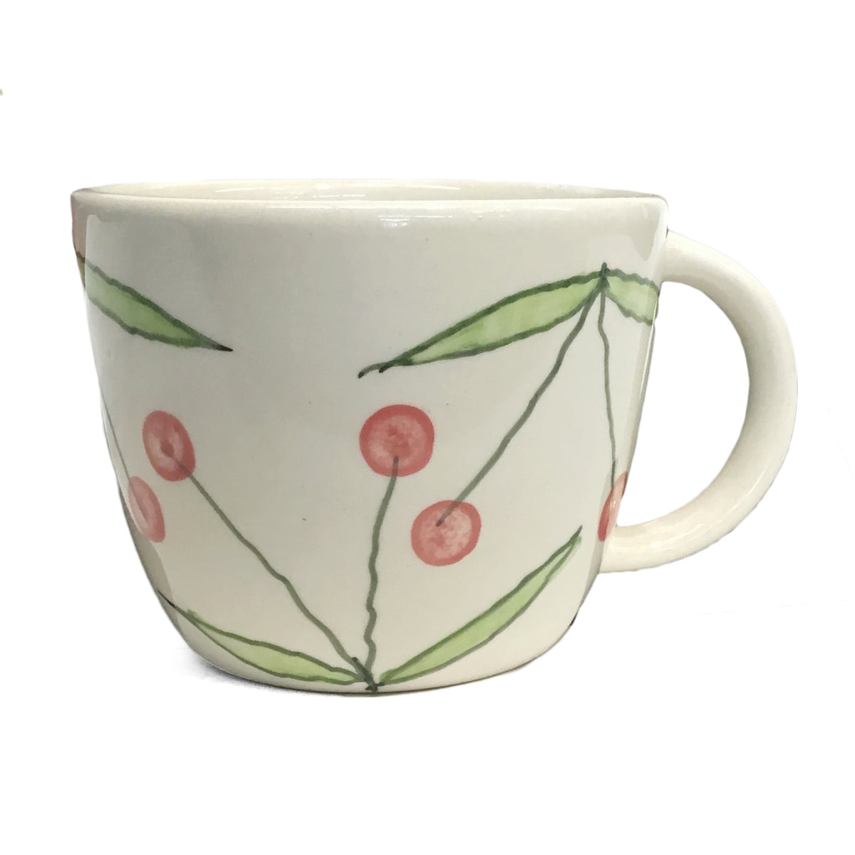 Stoneware Mug, Painted Cherries, 2 Assorted
