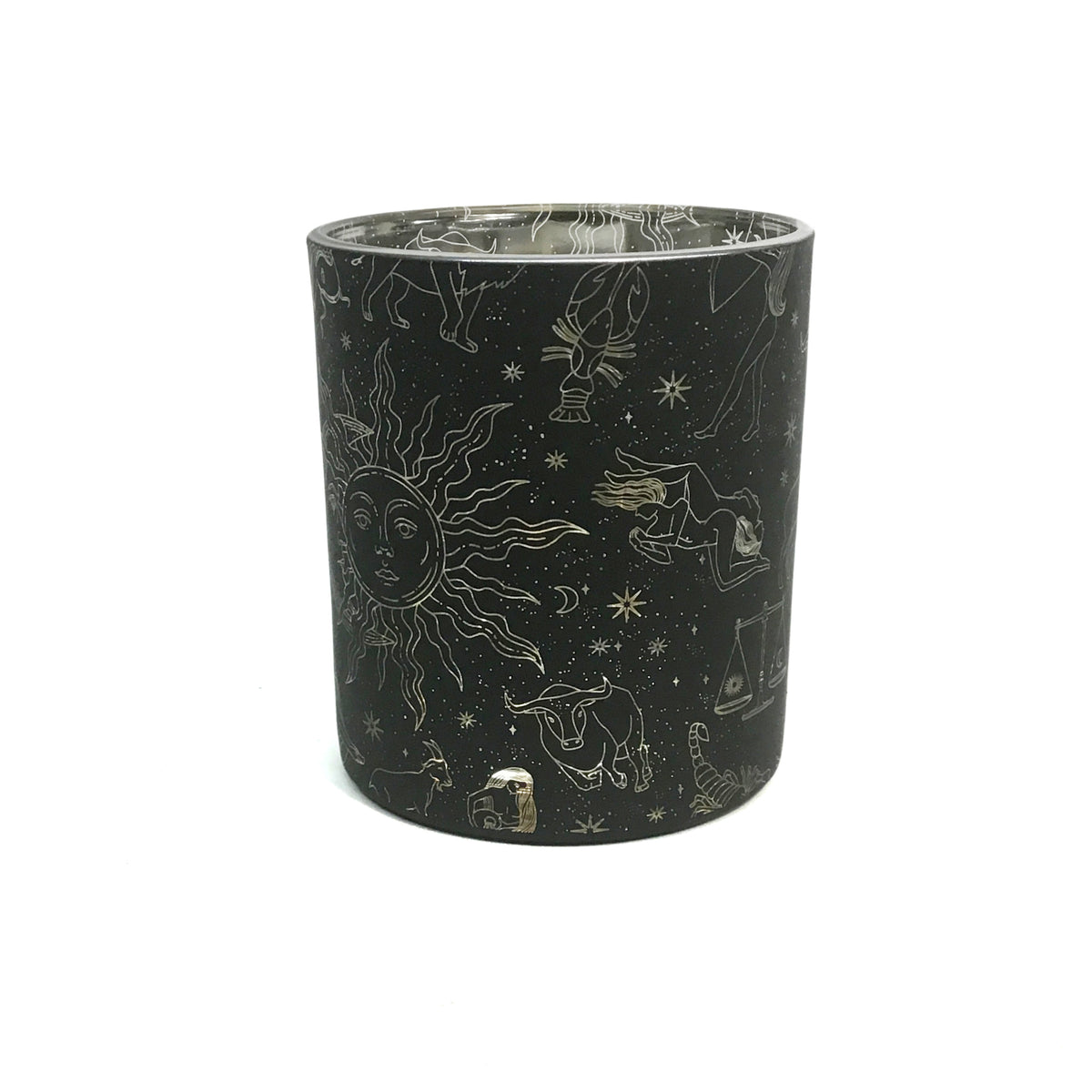 Candle Holder, 4in, Celestial, Black/Silver