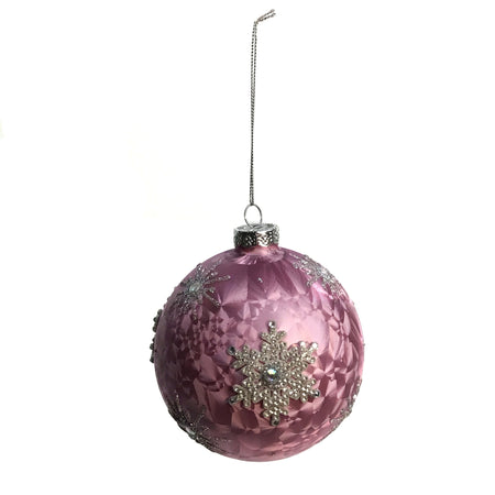 Ornament, Glass Ball, Snowflake, Pale Lavender