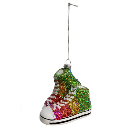 Ornament, Glass, Rainbow Sneakers