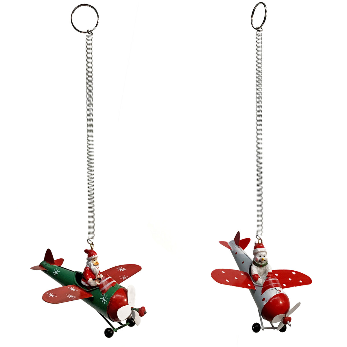 Ornament, Metal, Bi-Plane, 2 Assorted