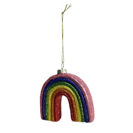 Ornament, Glass, Glitter Rainbow