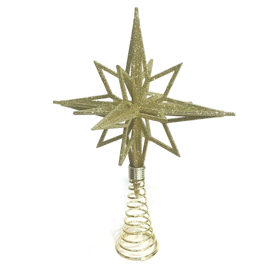 Tree Topper, Acrylic, Gold Glitter Moravian