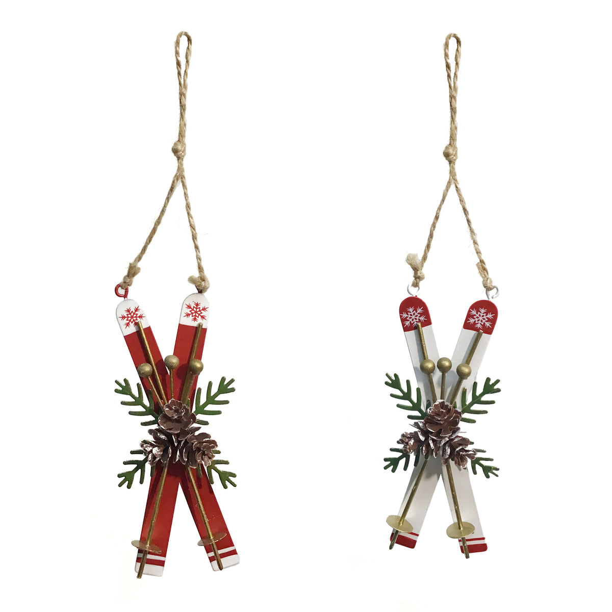 Ornament, Xmas Ski, 2 Assorted