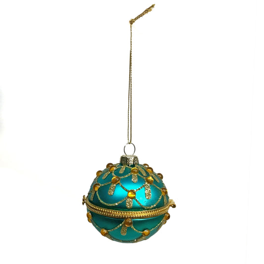 Ornament, Teal/Gold KeepSake, 2 Assorted