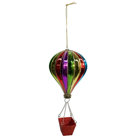 Ornament, Glass Rainbow Air Balloon