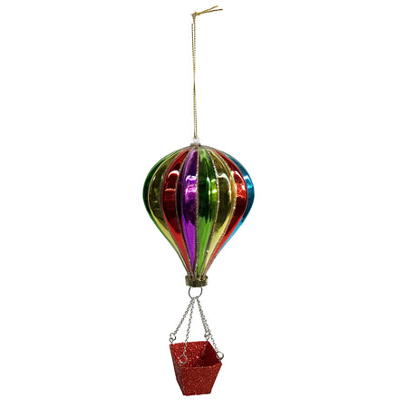 Ornament, Glass Rainbow Air Balloon