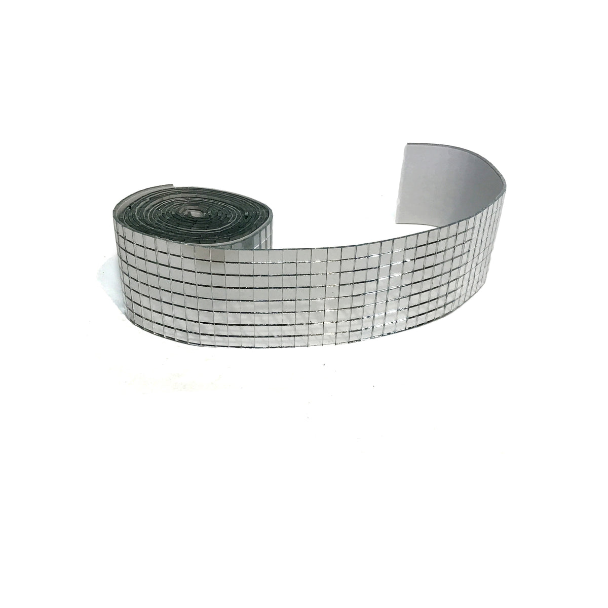 Ribbon, 72in, Self Stick, Metallic Squares, Silver