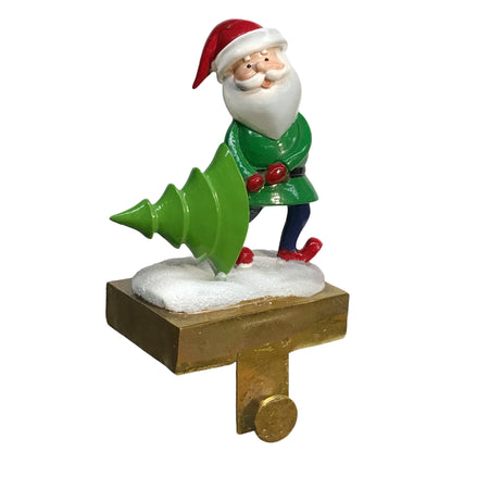 Resin Stocking Holder, Santa With Tree