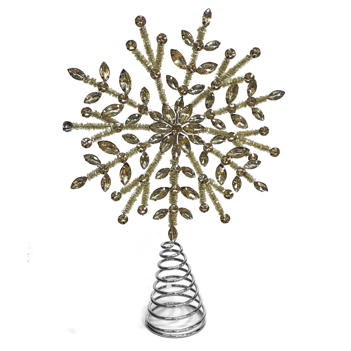 Tree Topper, Gold Beaded Snowflake