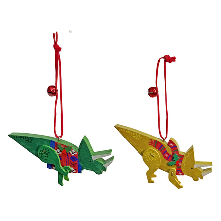 Ornament, Xmas Triceratops, ,2 Assorted