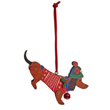 Load image into Gallery viewer, Ornament, Wood, Xmas Dogs, 3 Assorted
