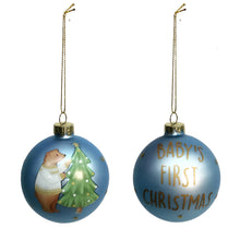 Load image into Gallery viewer, Ornament, Glass Ball, Babys First Bear, 2 Assorted
