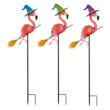 Decor Stake, Flamingo Witches, 3 Assorted