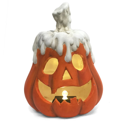 LED ,White/Orange Melting Jack-O-Lantern Statue