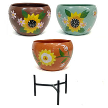 Load image into Gallery viewer, Pot w/Stand, Sunflowers, 3 Assorted
